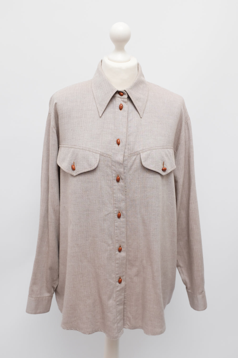 BEIGE BROWN OVERSIZE SHIRT