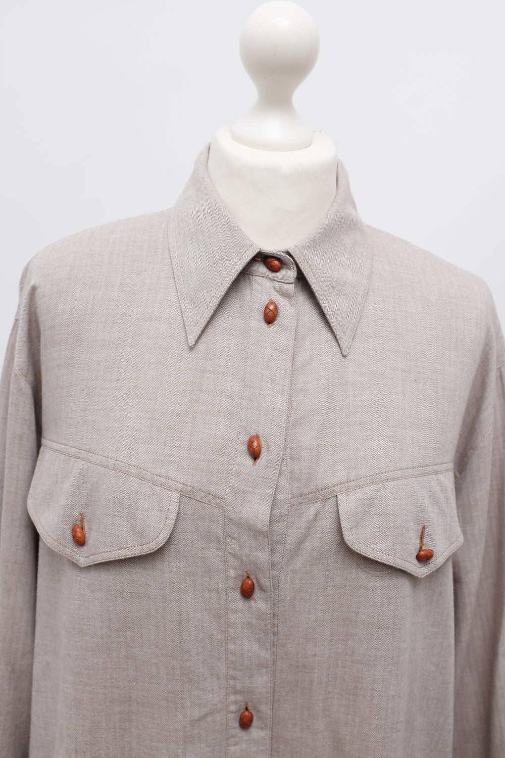BEIGE BROWN OVERSIZE SHIRT
