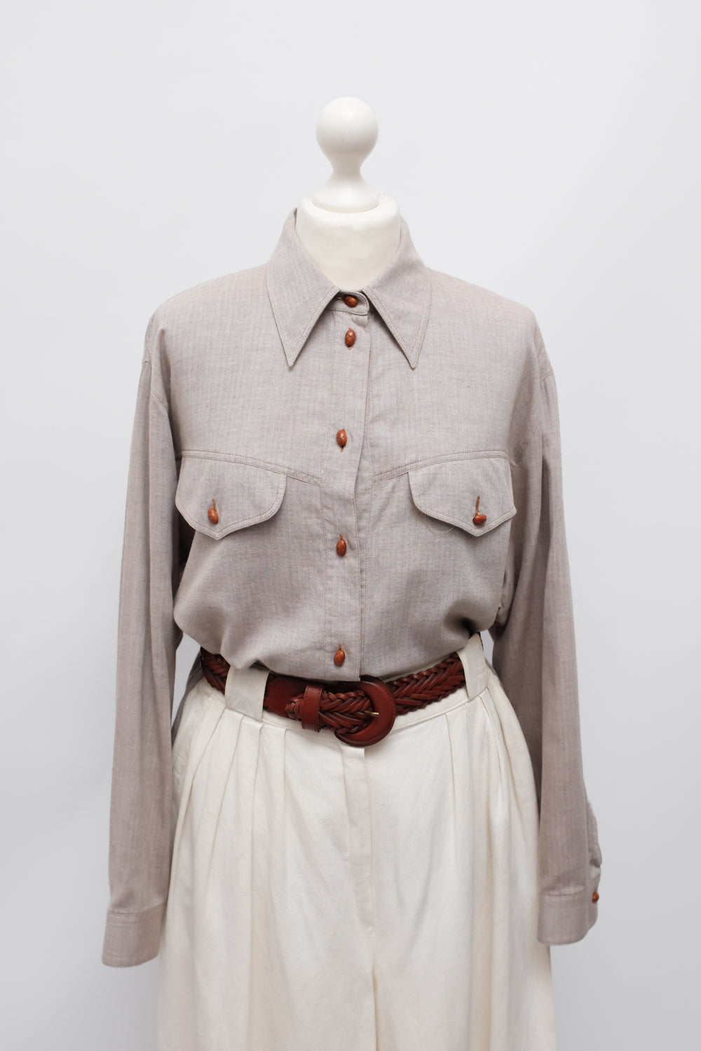BEIGE BROWN OVERSIZE SHIRT