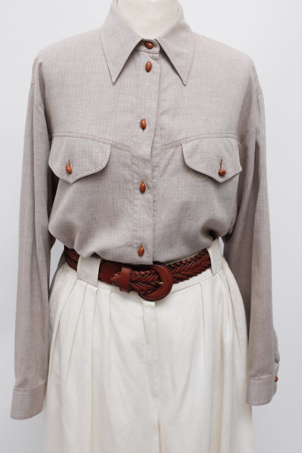 BEIGE BROWN OVERSIZE SHIRT