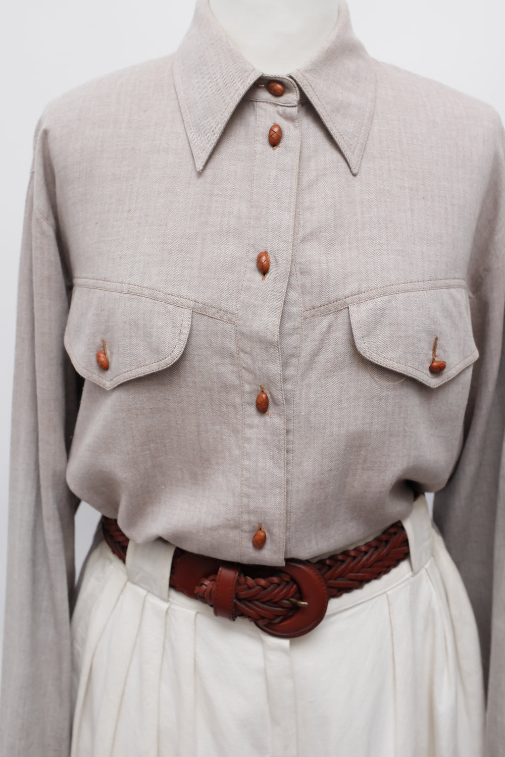 BEIGE BROWN OVERSIZE SHIRT