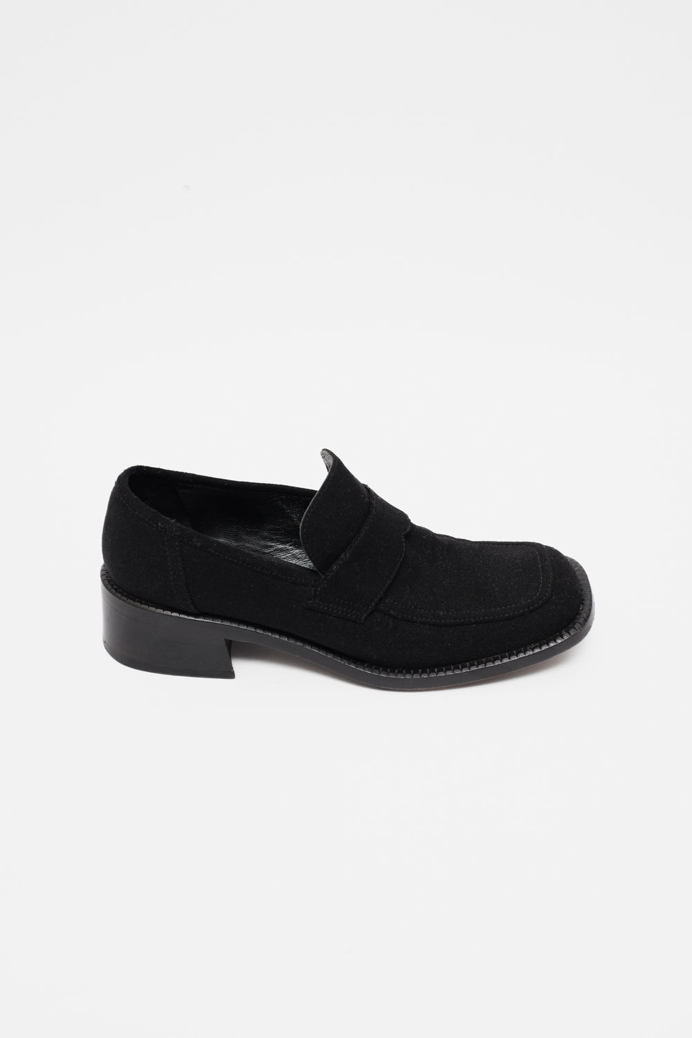 PRADA VINTAGE 37 38 BLACK BOLD LOAFERS