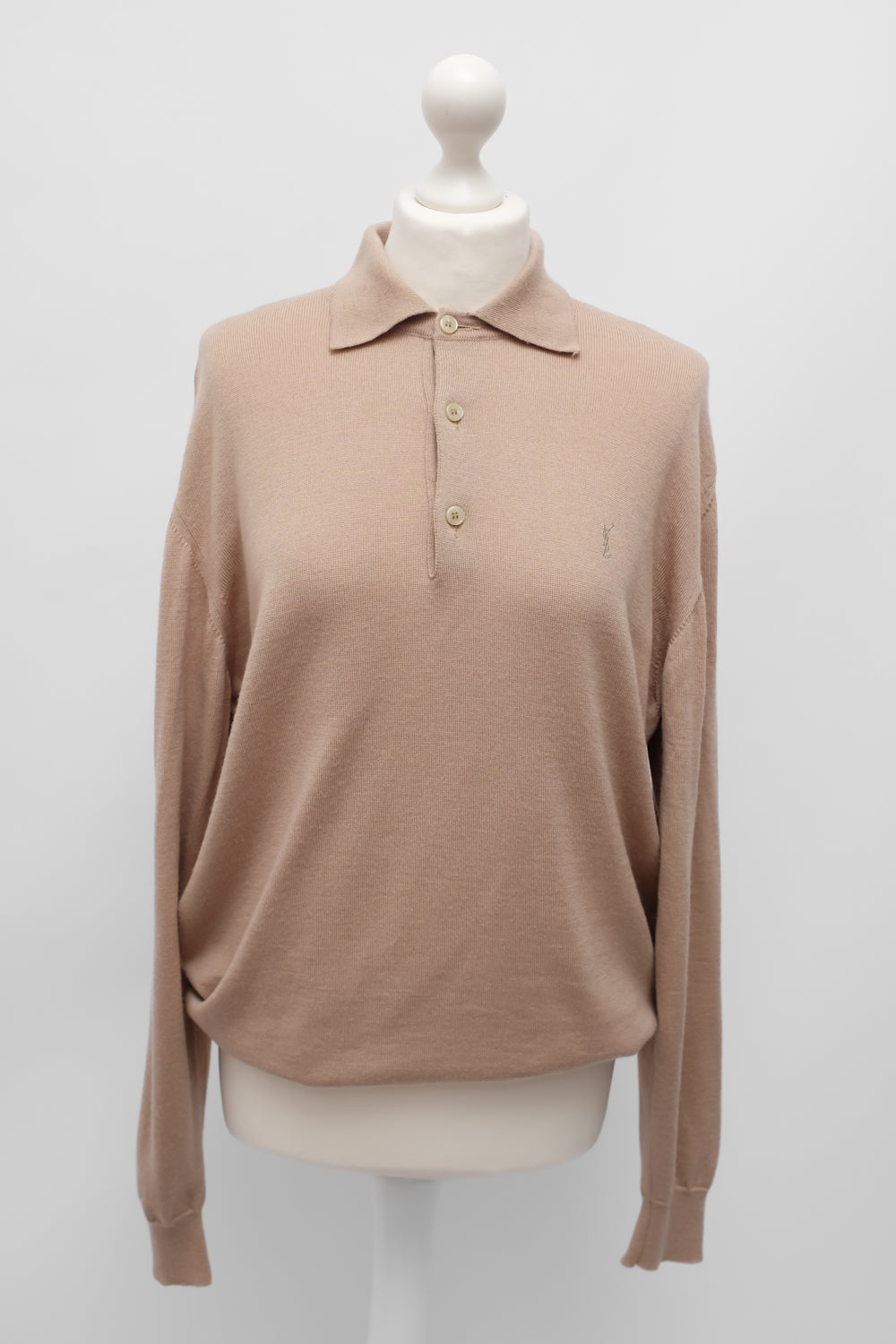 YSL VINTAGE YVES SAINT LAURENT PURE WOOL POLO KNIT