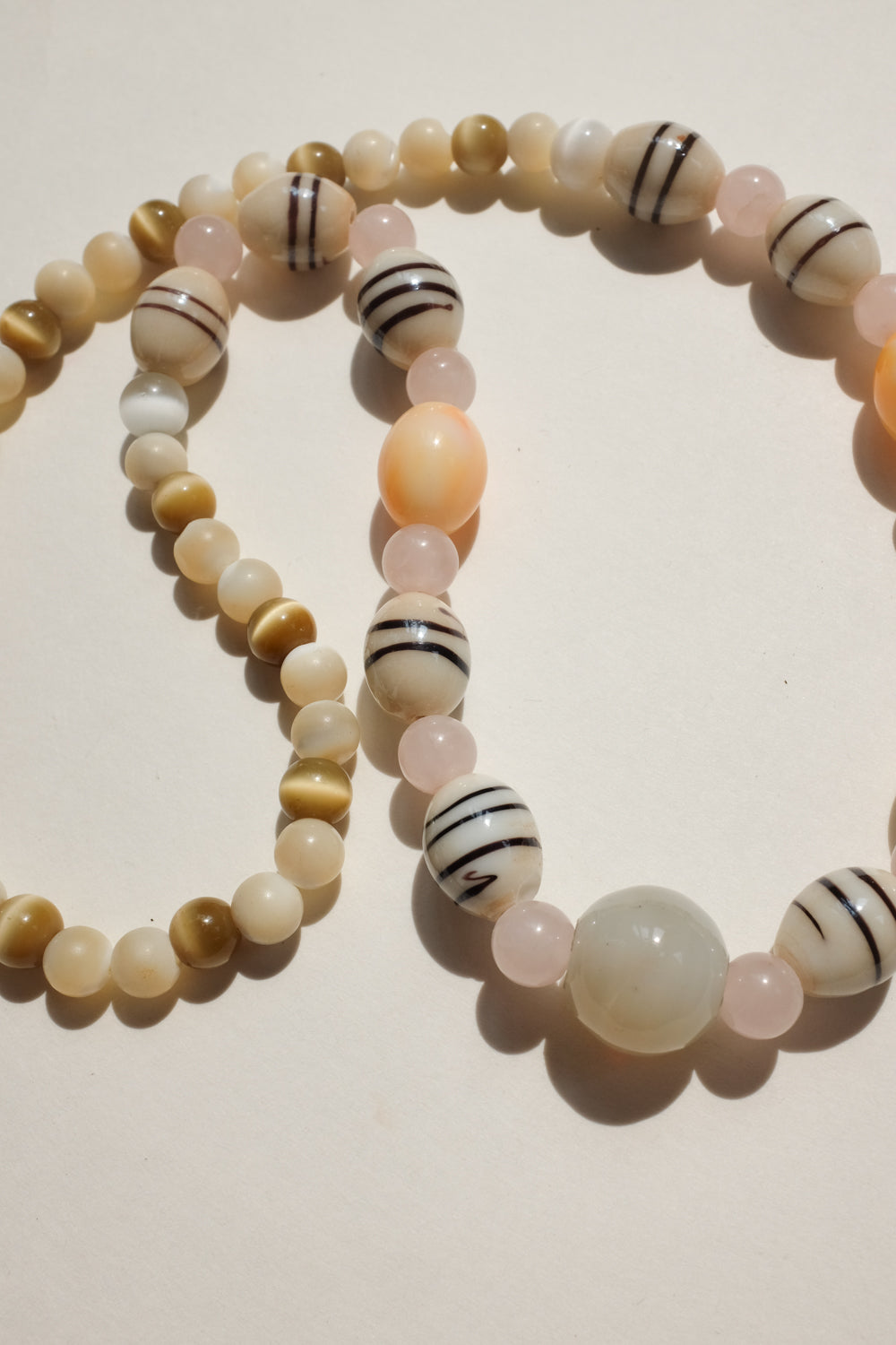 BIG REAL STONE PEARL PASTEL VINTAGE NECKLACE