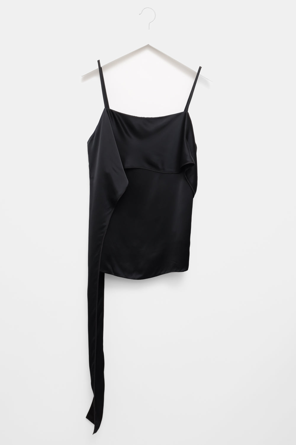 HELMUT LANG SILK SATIN BLACK SCARF TOP