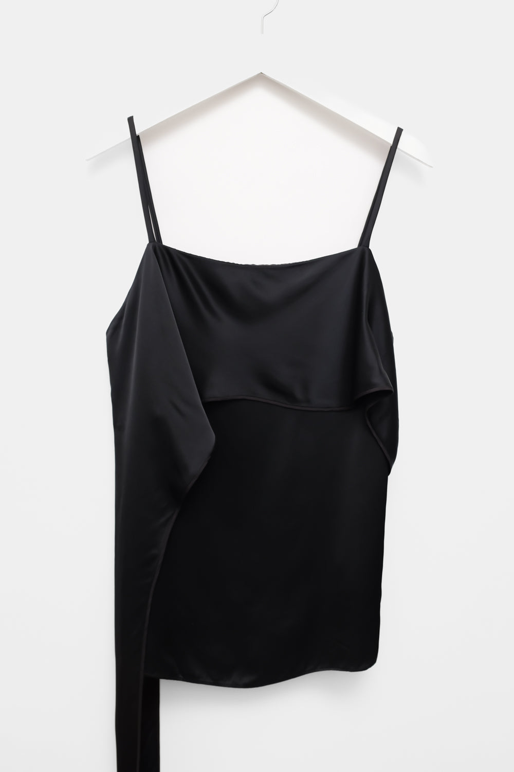 HELMUT LANG SILK SATIN BLACK SCARF TOP