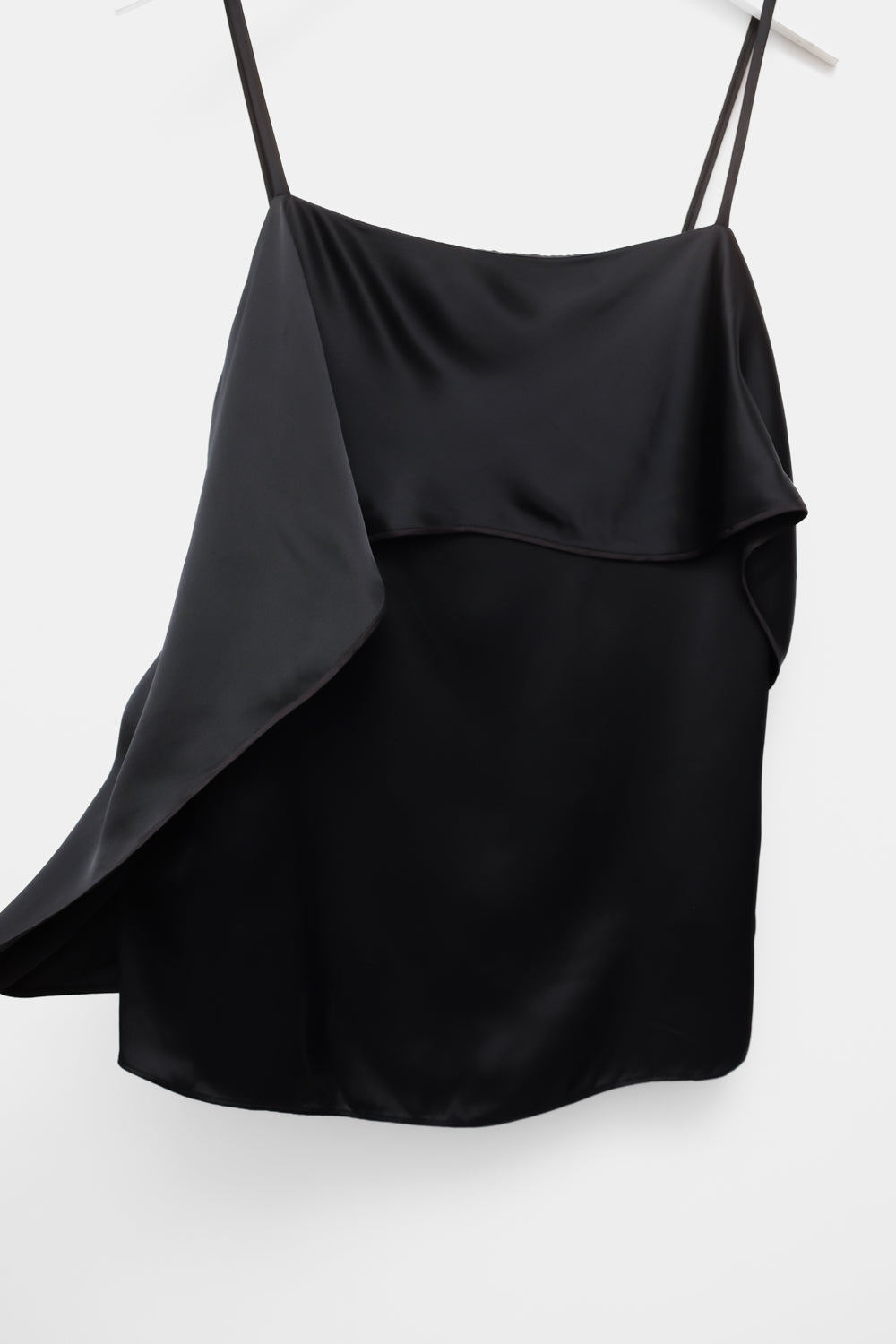 HELMUT LANG SILK SATIN BLACK SCARF TOP