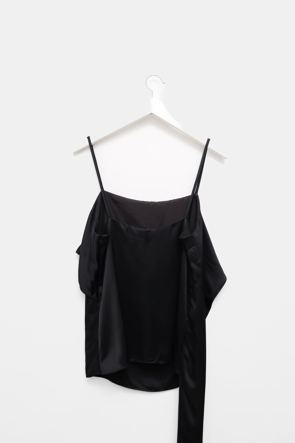 HELMUT LANG SILK SATIN BLACK SCARF TOP