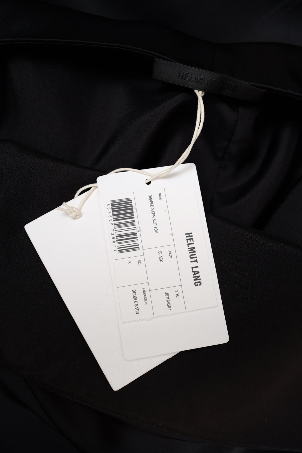 HELMUT LANG SILK SATIN BLACK SCARF TOP
