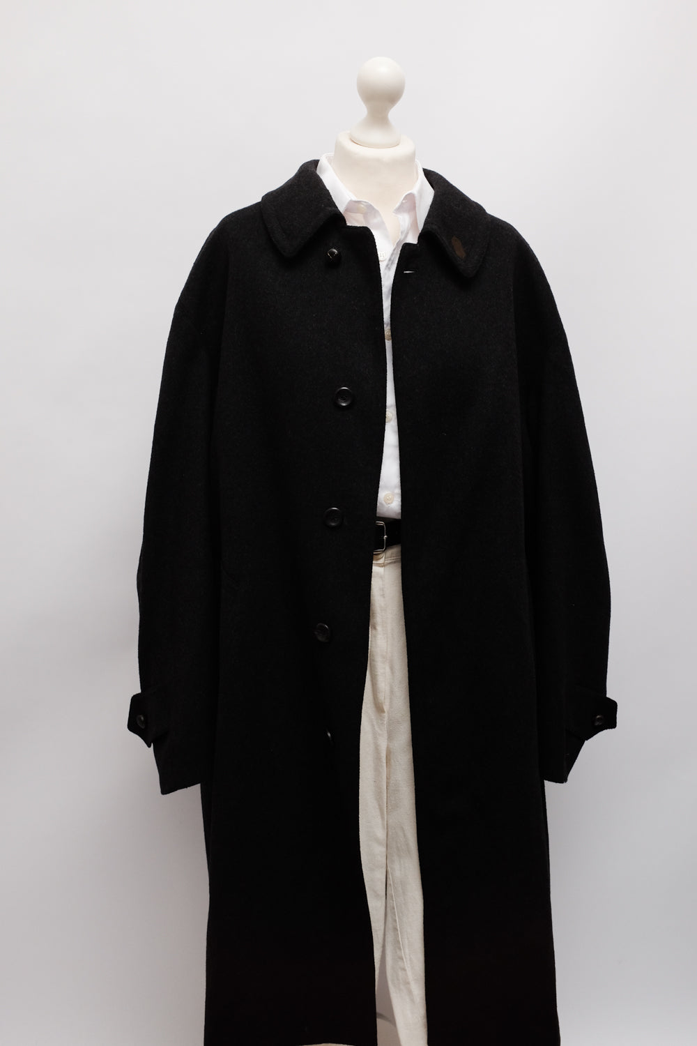WOOL BLACK ANTHRACITE CLASSY COAT