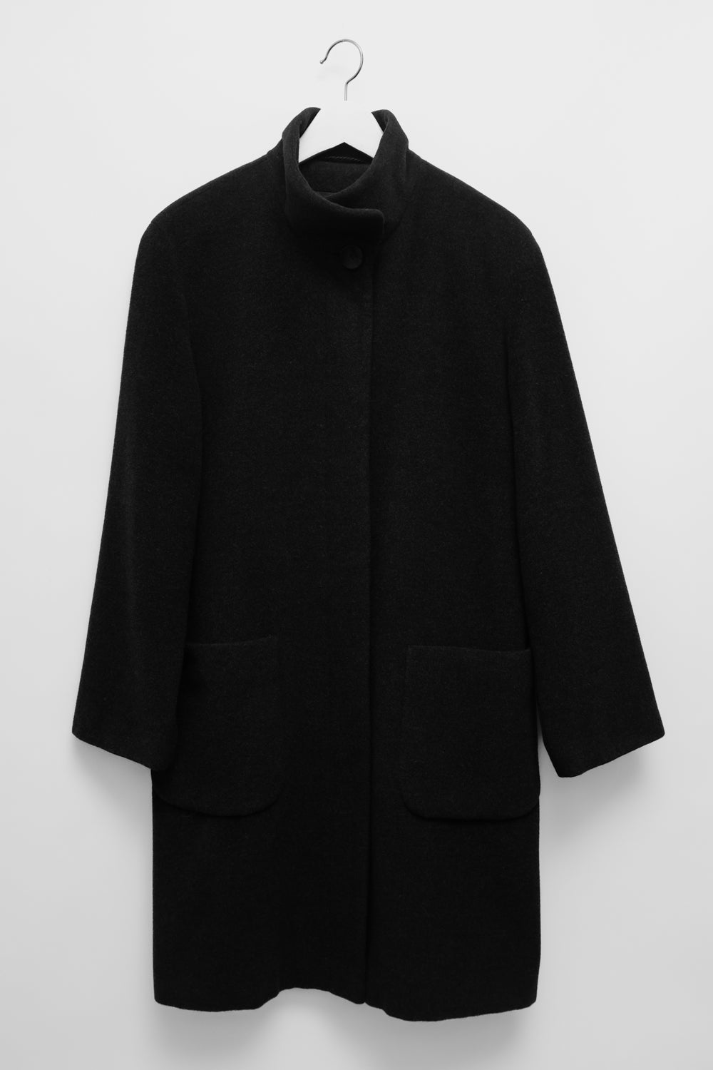 PURE WOOL SCARF ANTHRACITE BLACK COAT