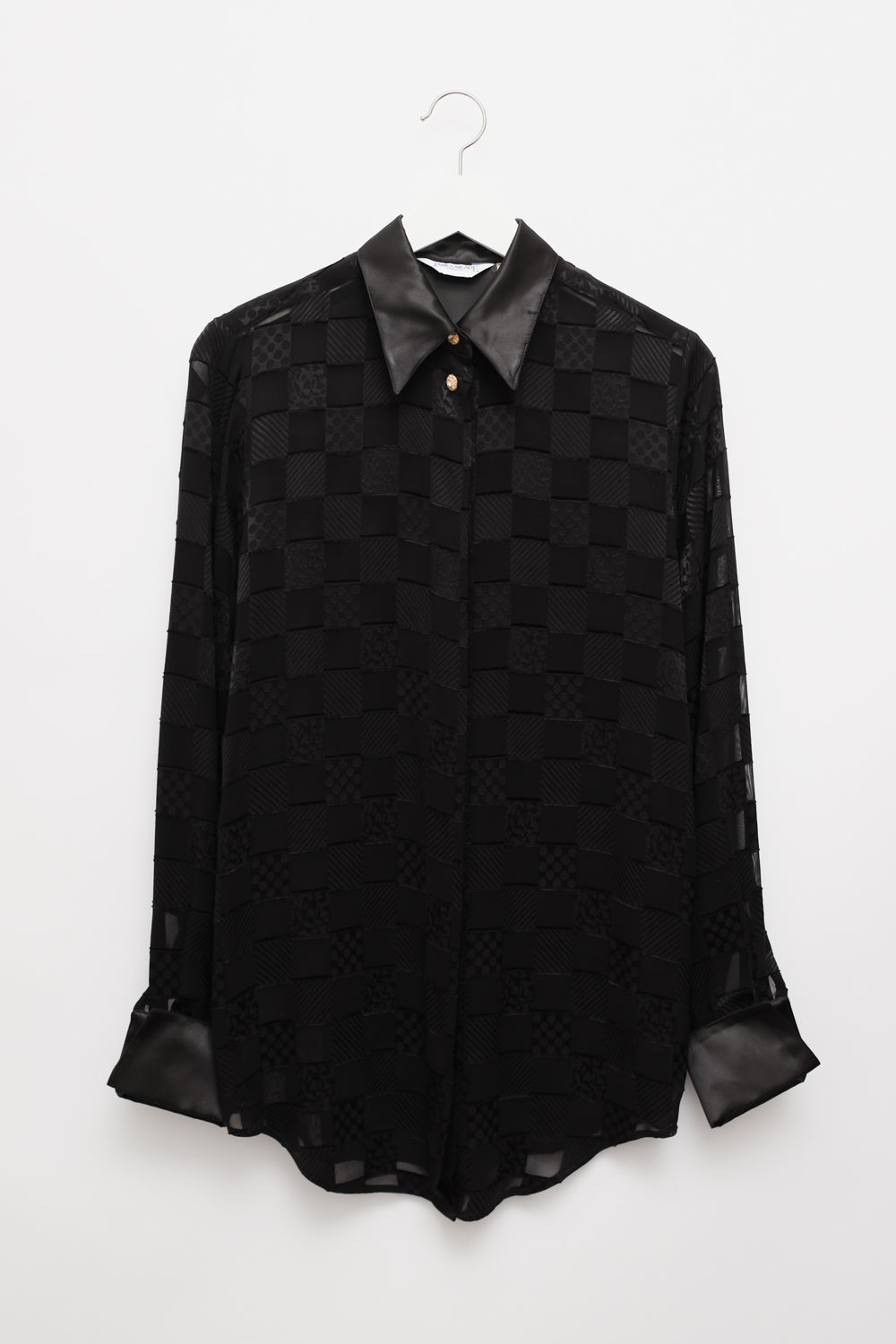 PURE LUCID VISCOSE SATIN BLACK VINTAGE SHIRT