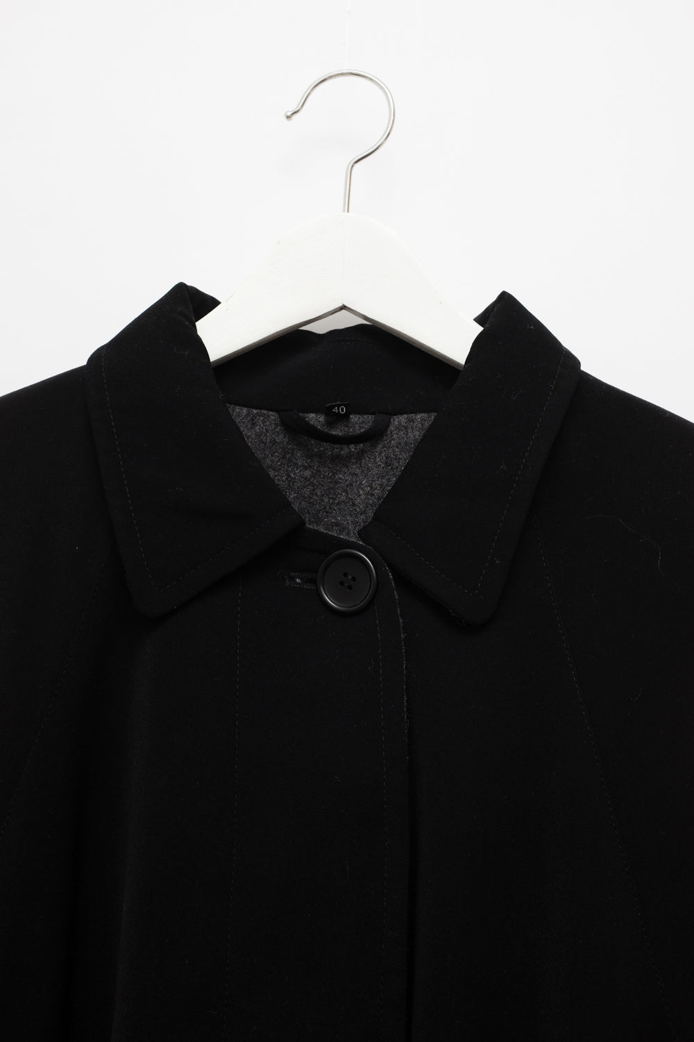 BLACK WOOL ROUND SHOULDER OVERSIZE CAR COAT