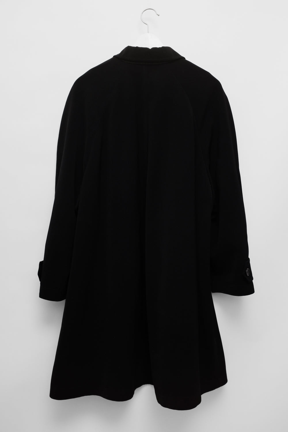 BLACK WOOL ROUND SHOULDER OVERSIZE CAR COAT