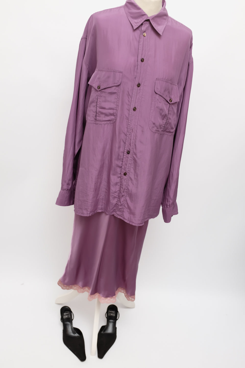 PURE SILK LILAC OVERSIZE SHIRT
