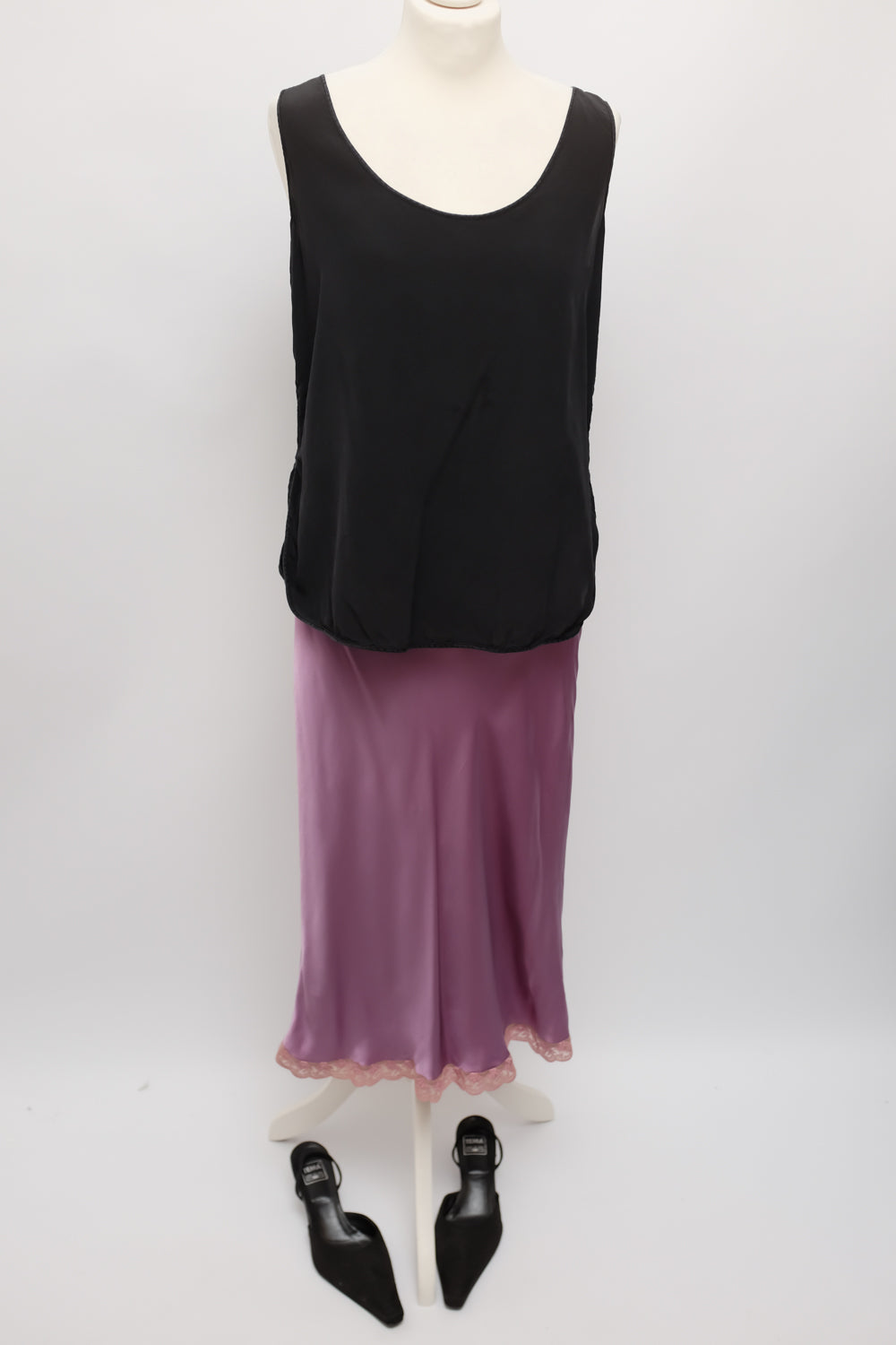 SATIN LILAC LACE ITALY SKIRT