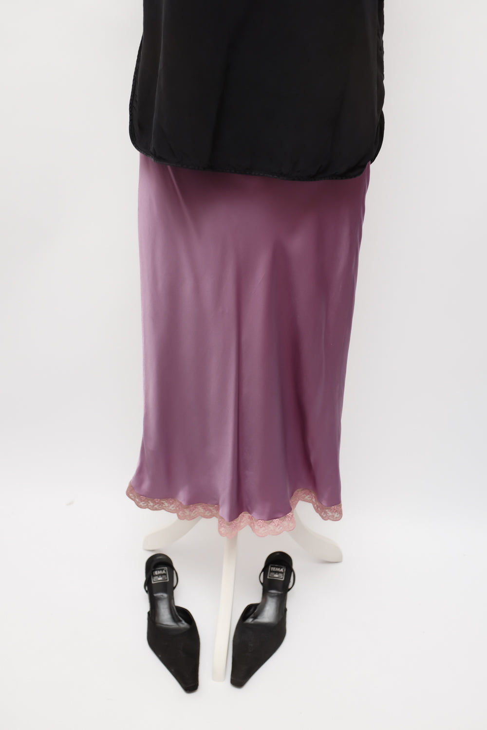 SATIN LILAC LACE ITALY SKIRT