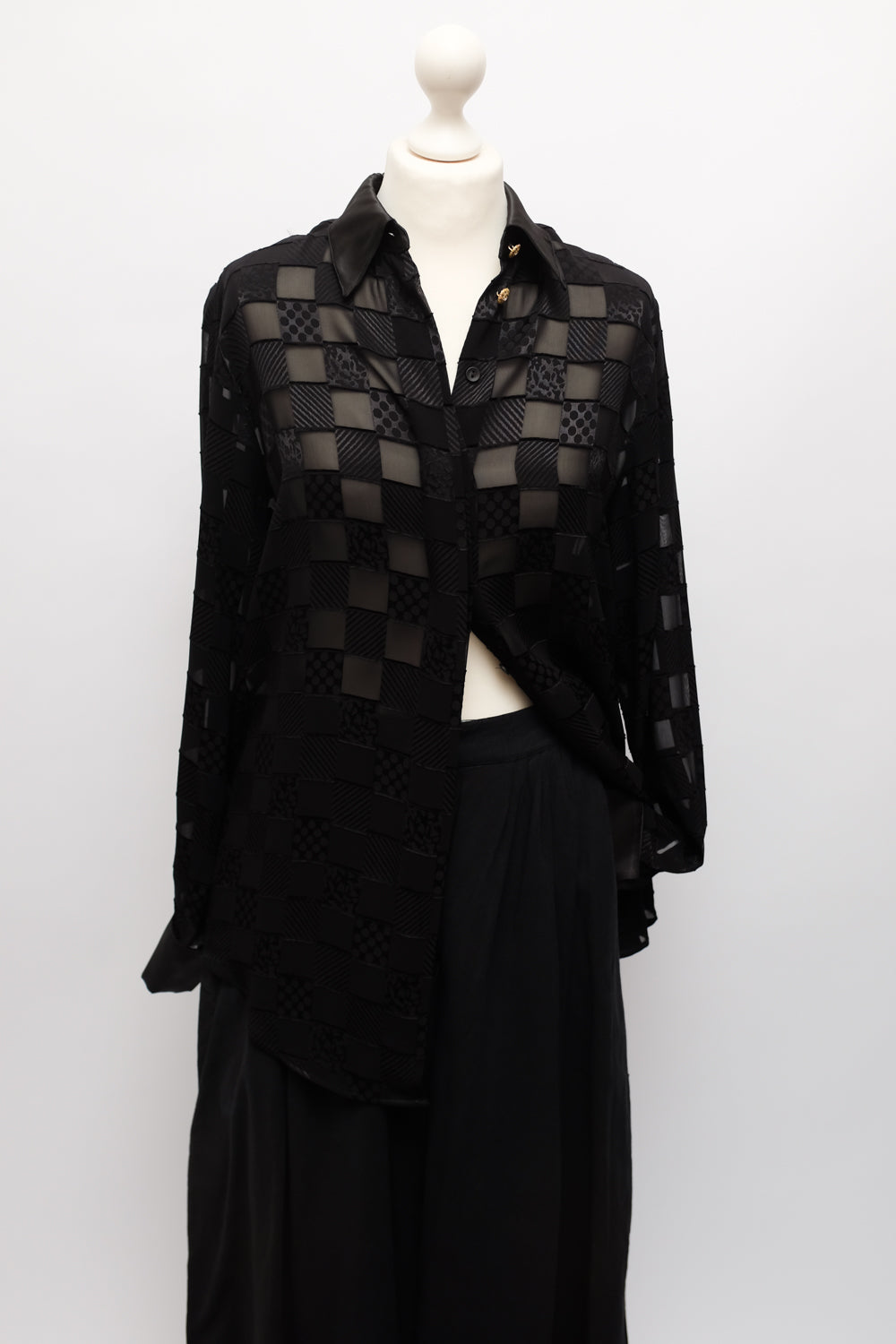 PURE LUCID VISCOSE SATIN BLACK VINTAGE SHIRT