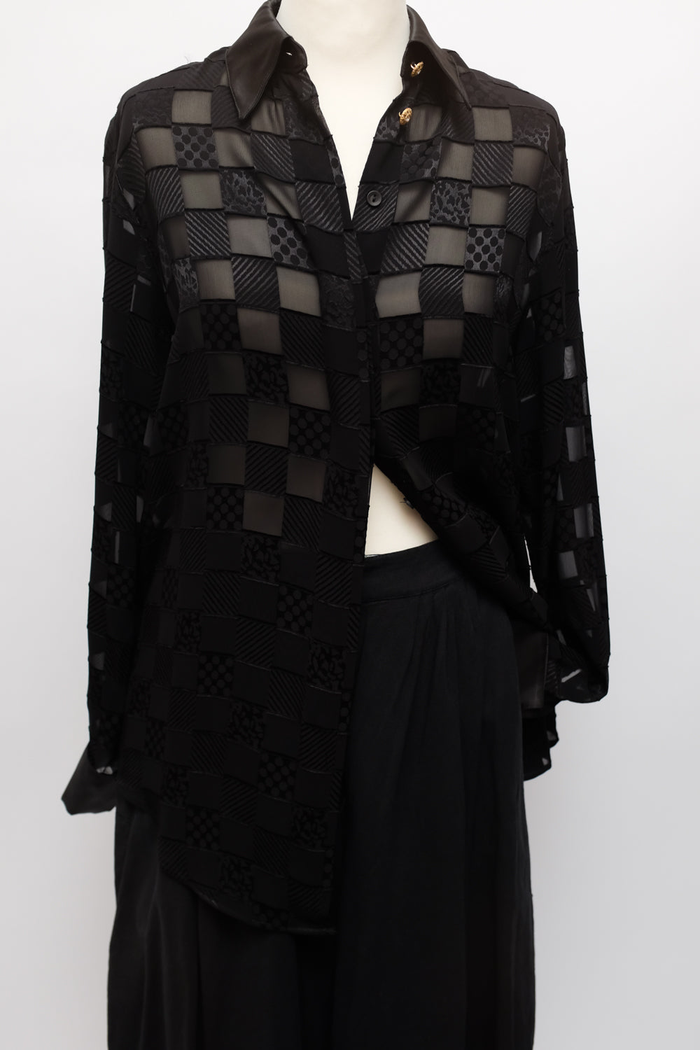 PURE LUCID VISCOSE SATIN BLACK VINTAGE SHIRT