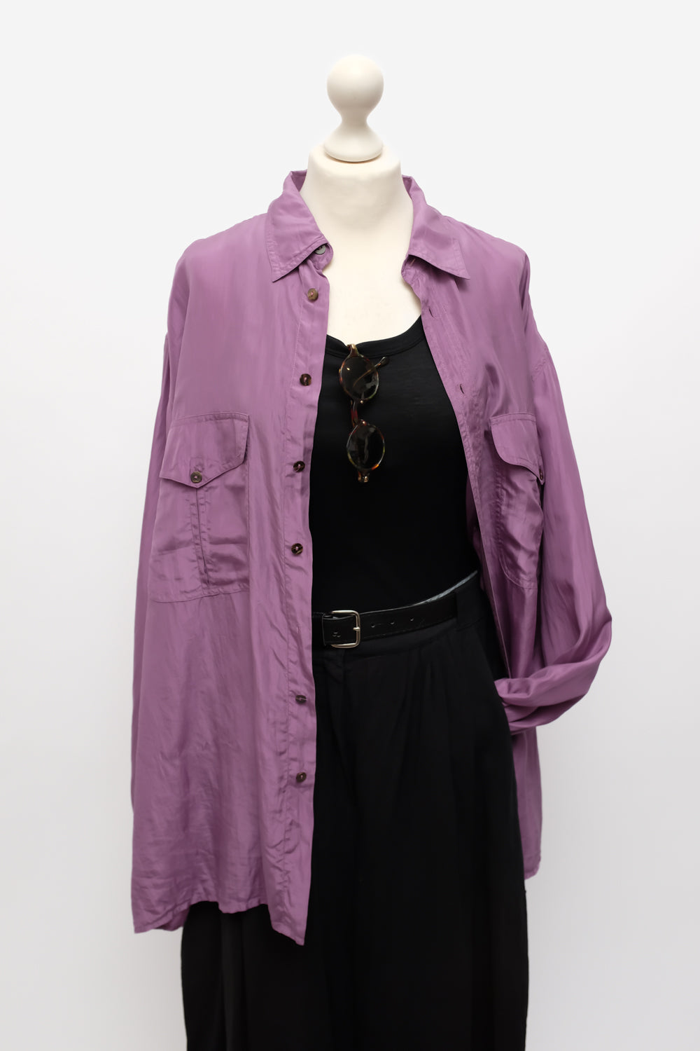 PURE SILK LILAC OVERSIZE SHIRT