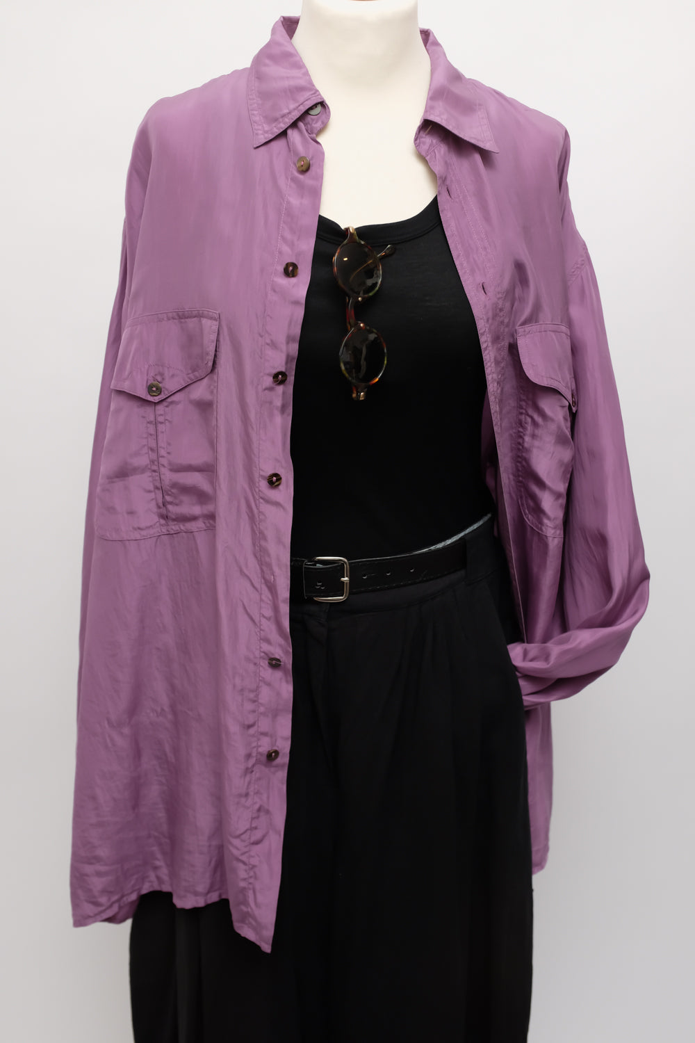 PURE SILK LILAC OVERSIZE SHIRT