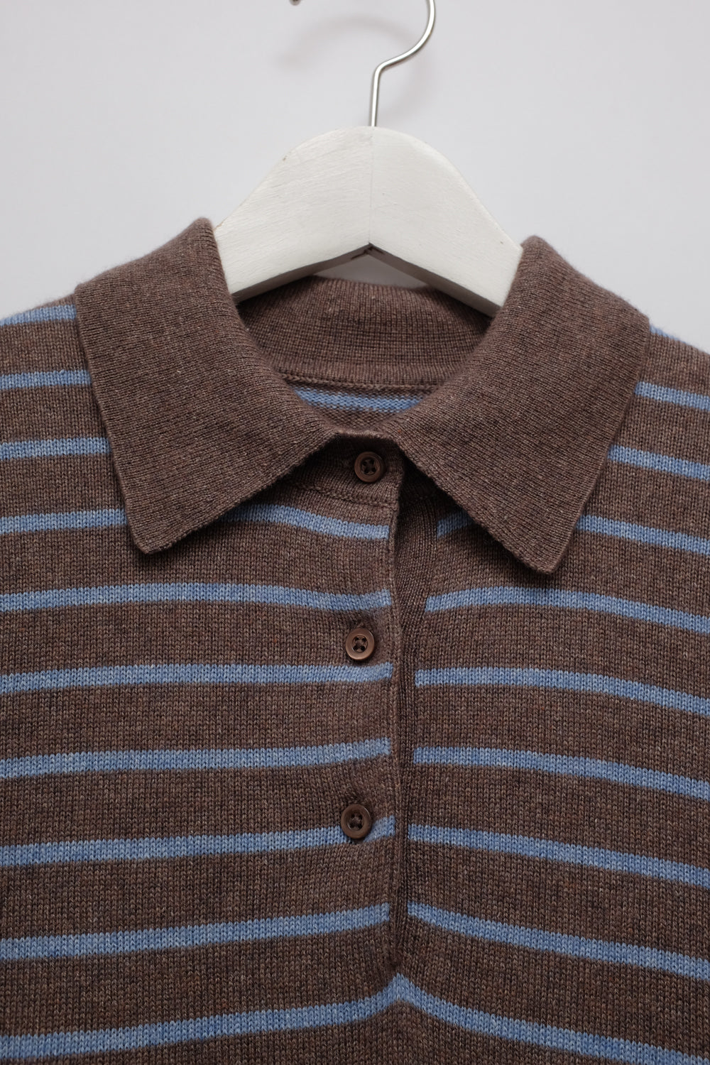 PURE CASHMERE SILK STIPED POLO KNIT