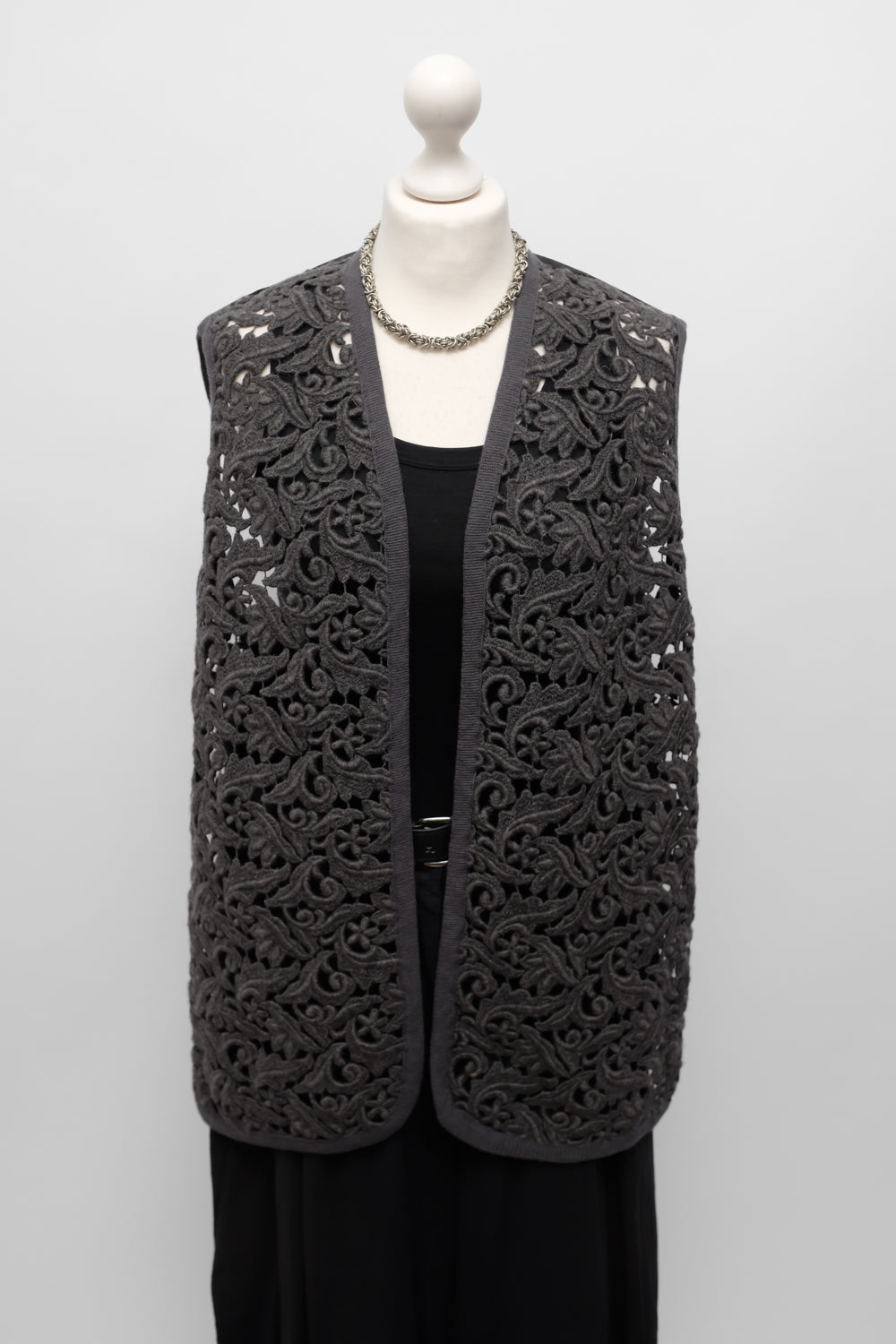 WOOL LACE GREY VINTAGE OVER VEST