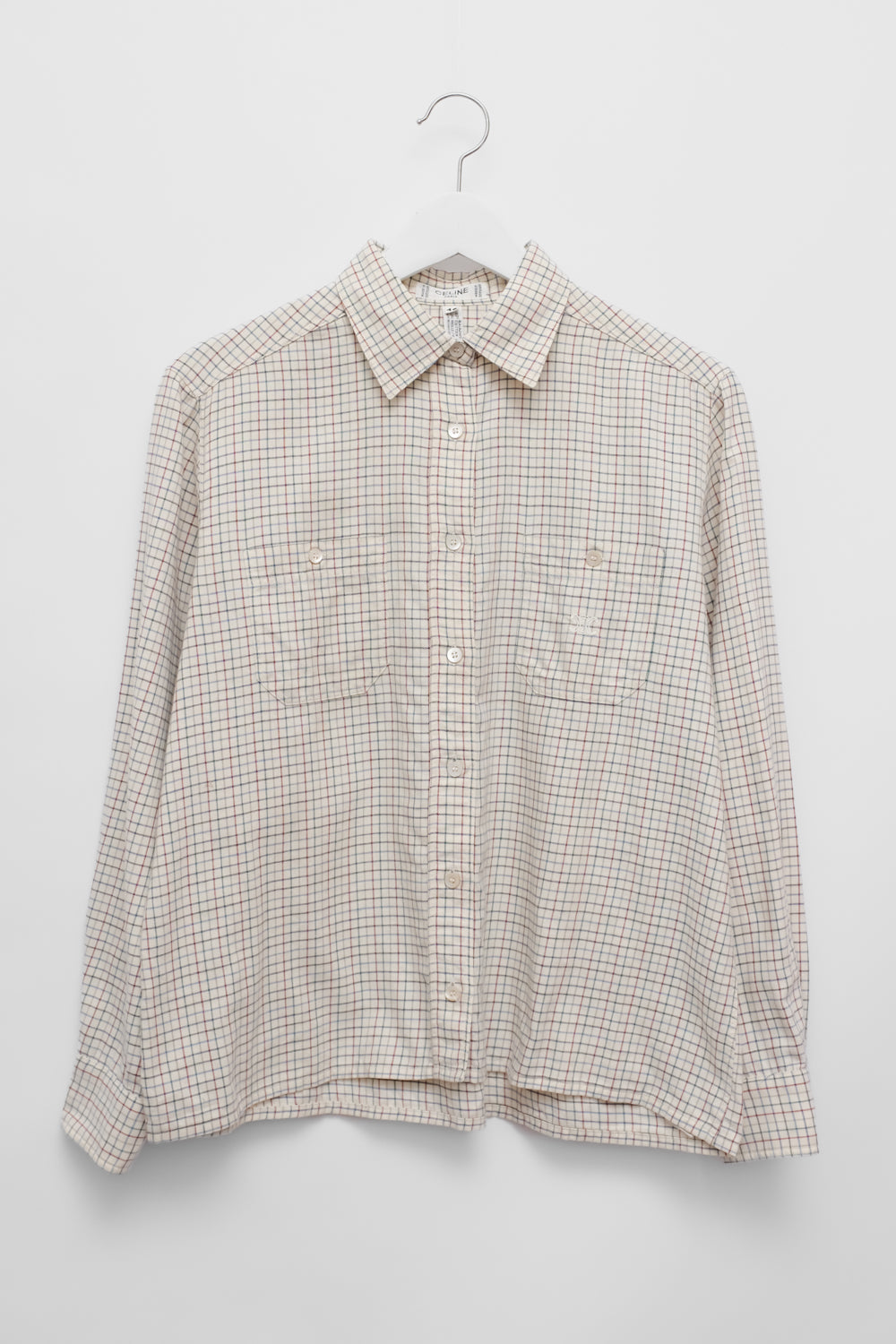CELINE PURE COTTON WOOL CHECKED SHIRT