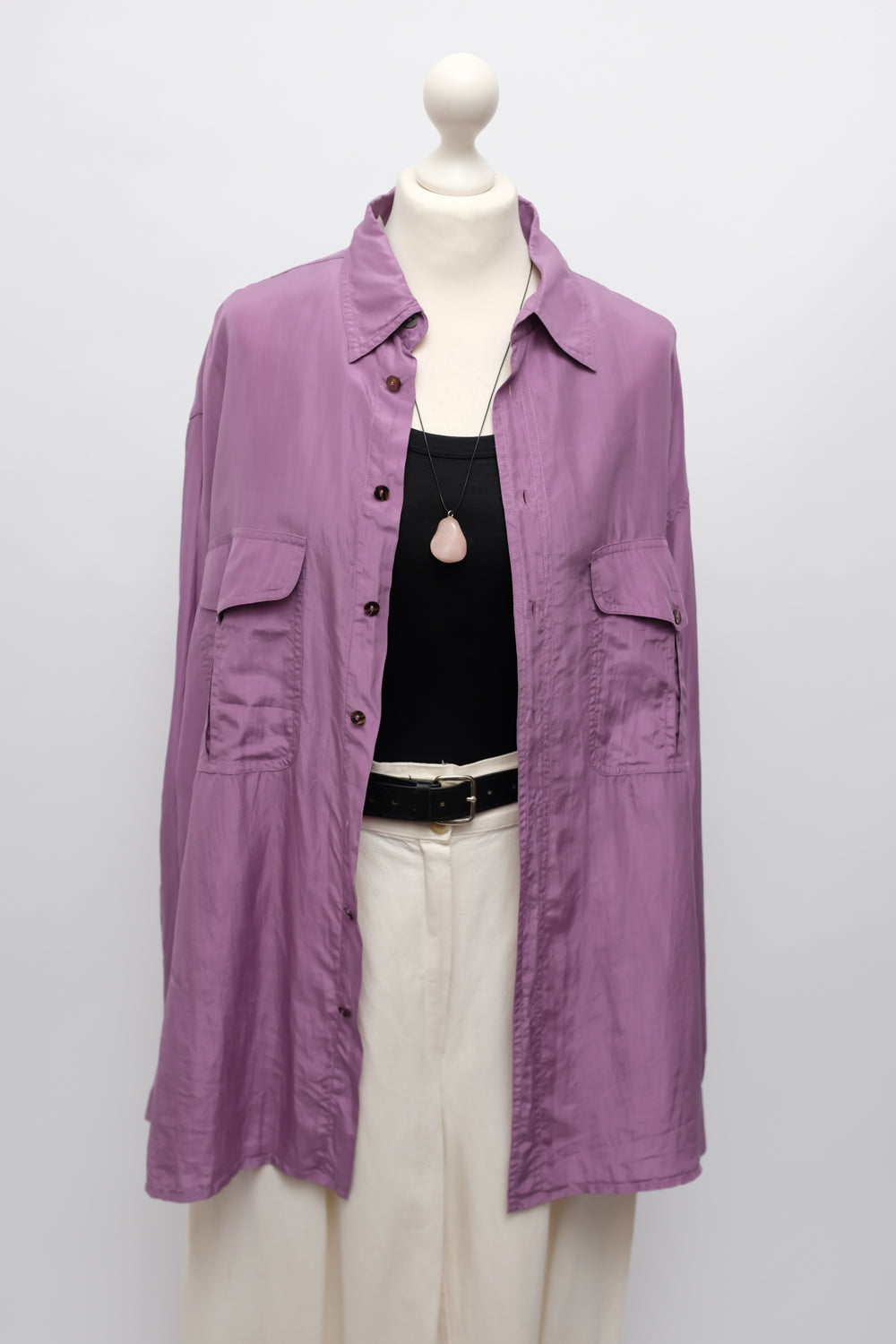 PURE SILK LILAC OVERSIZE SHIRT