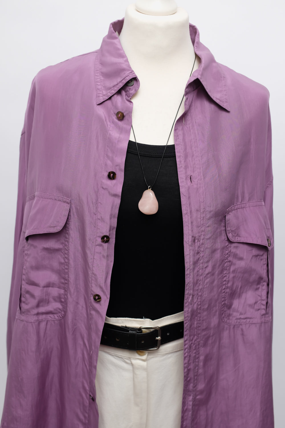 PURE SILK LILAC OVERSIZE SHIRT