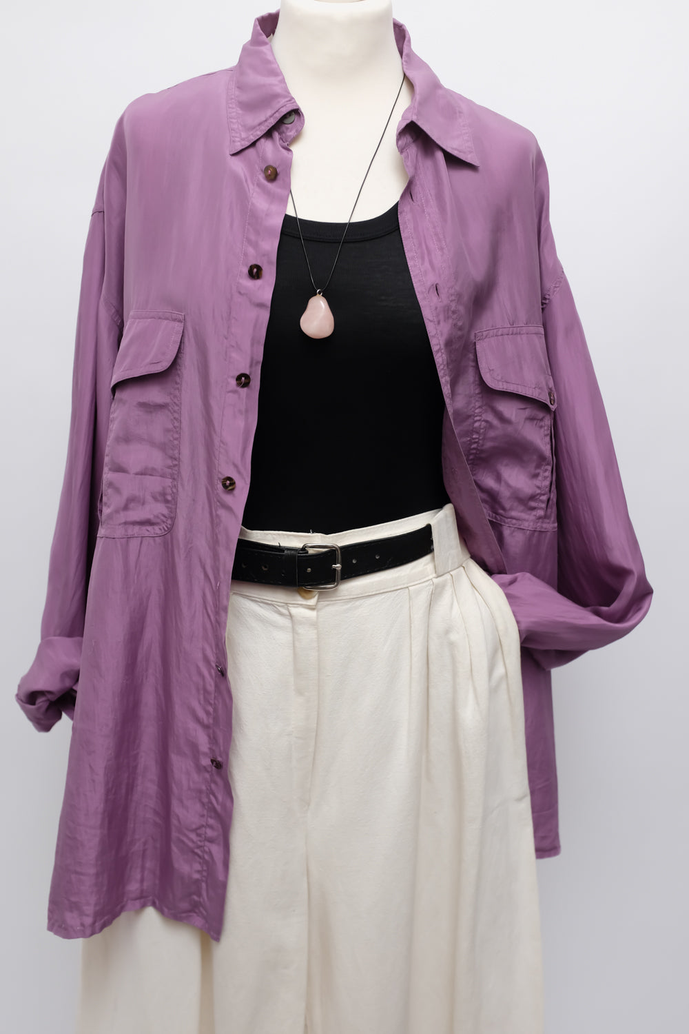 PURE SILK LILAC OVERSIZE SHIRT
