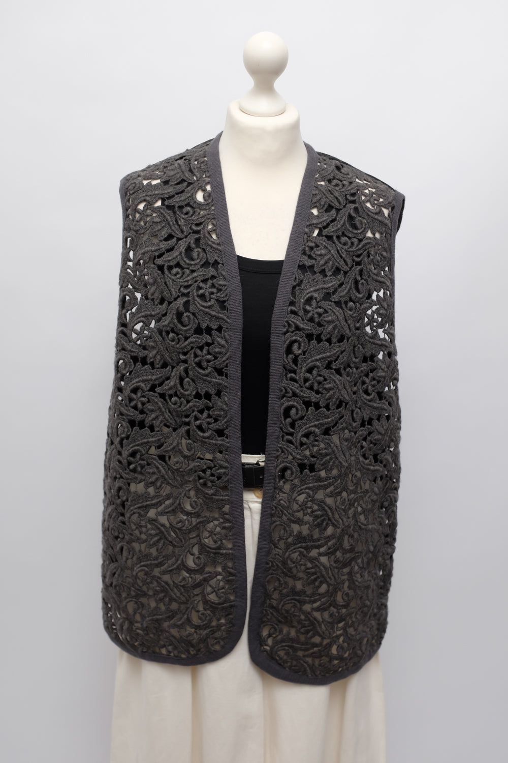 WOOL LACE GREY VINTAGE OVER VEST