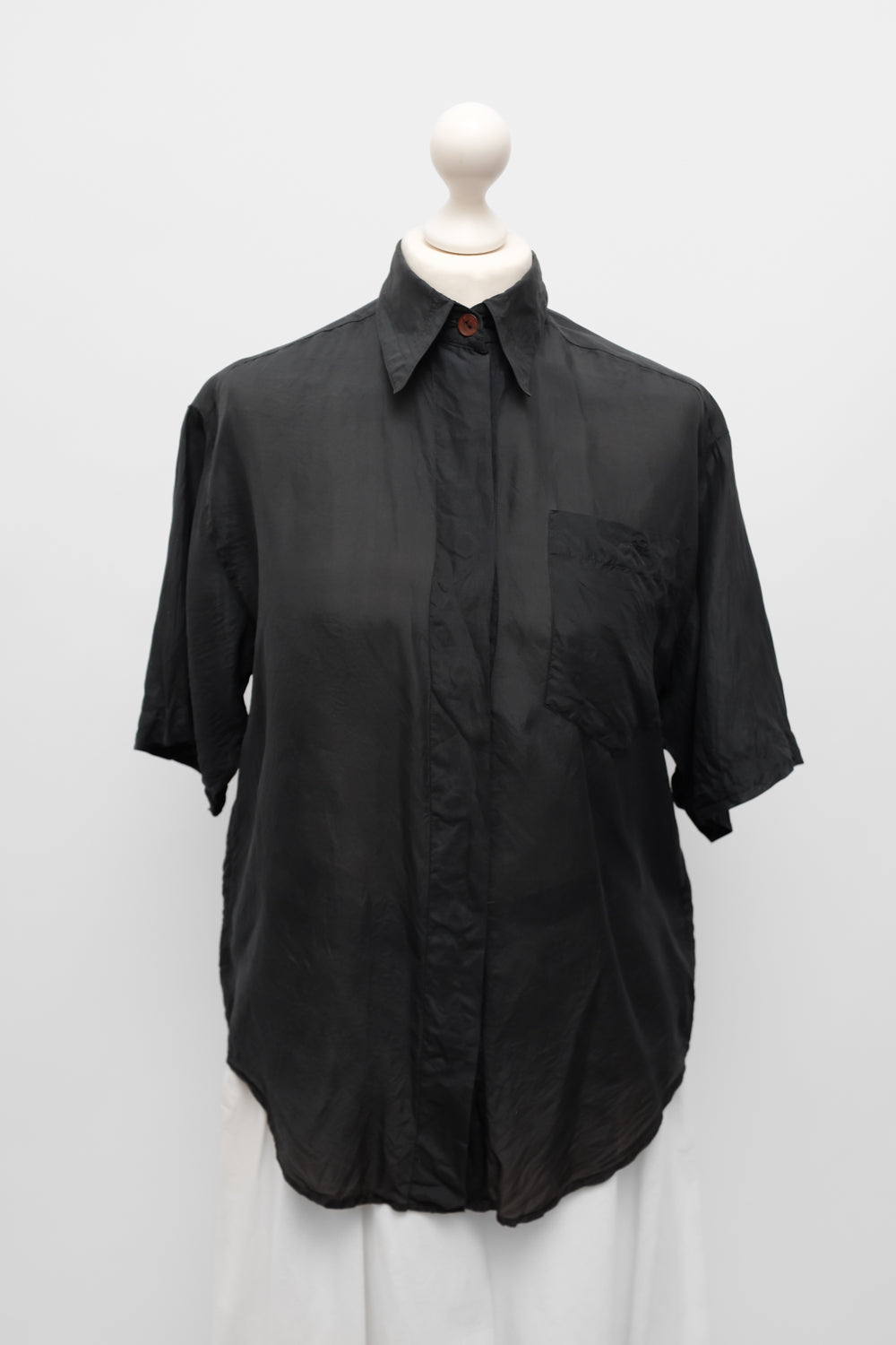 PURE TENDER SILK BLACK VINTAGE SHIRT
