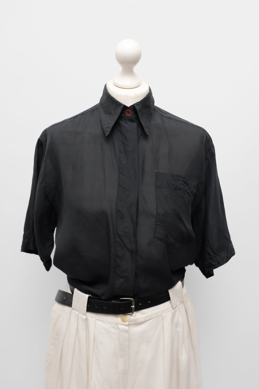 PURE TENDER SILK BLACK VINTAGE SHIRT