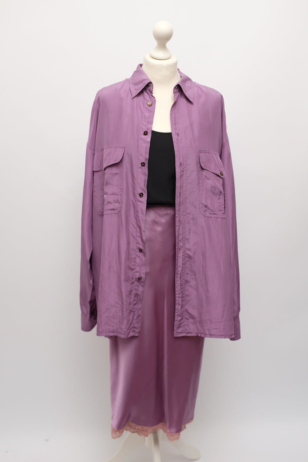 PURE SILK LILAC OVERSIZE SHIRT