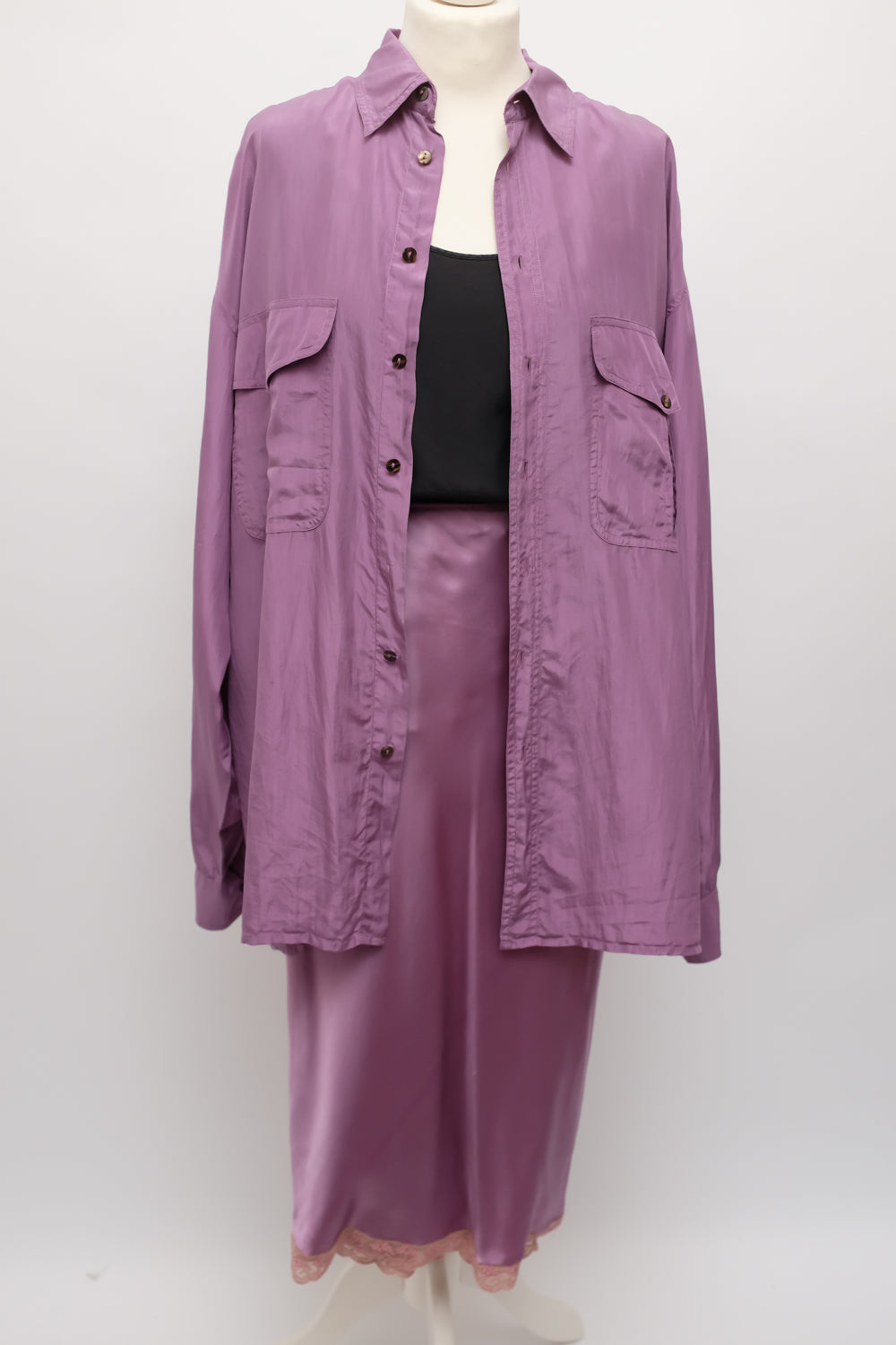 PURE SILK LILAC OVERSIZE SHIRT