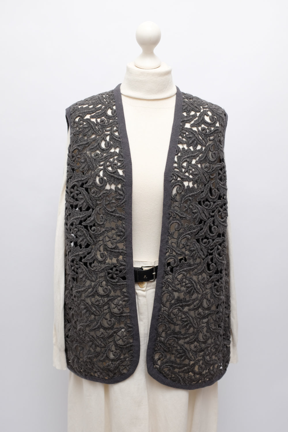 WOOL LACE GREY VINTAGE OVER VEST