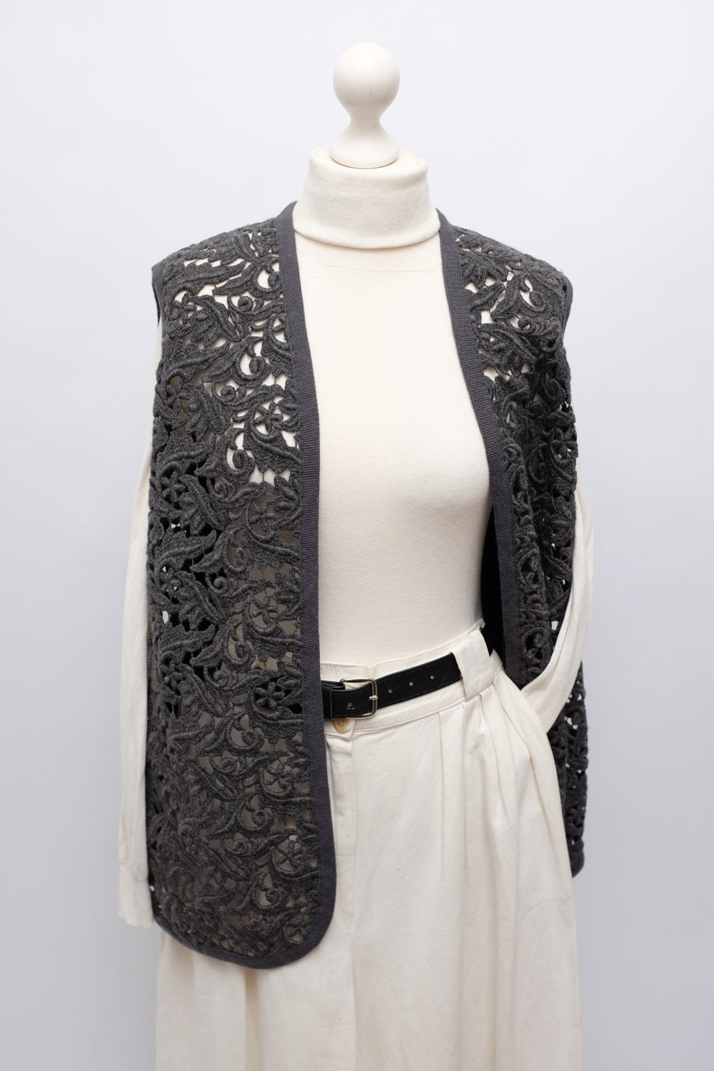 WOOL LACE GREY VINTAGE OVER VEST