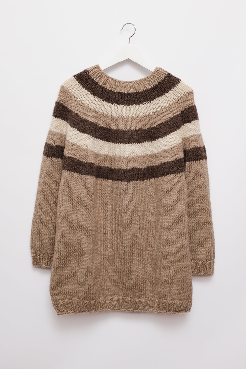 HANDKNIT NORWAY BROWN BEIGE OVERSIZE SWEATER