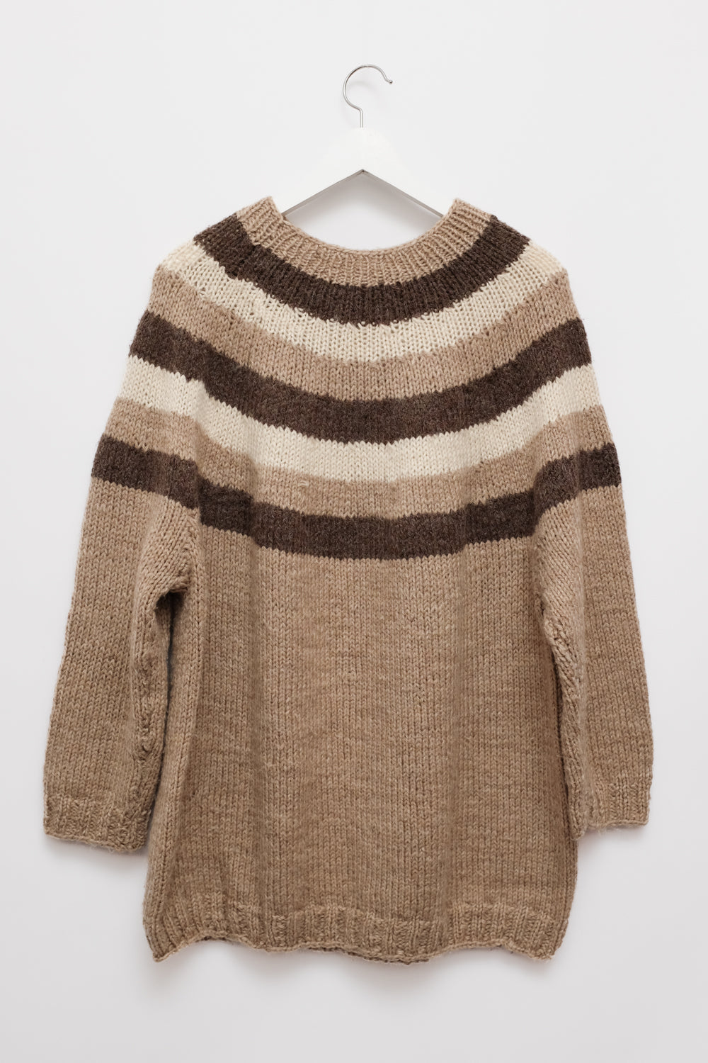 HANDKNIT NORWAY BROWN BEIGE OVERSIZE SWEATER