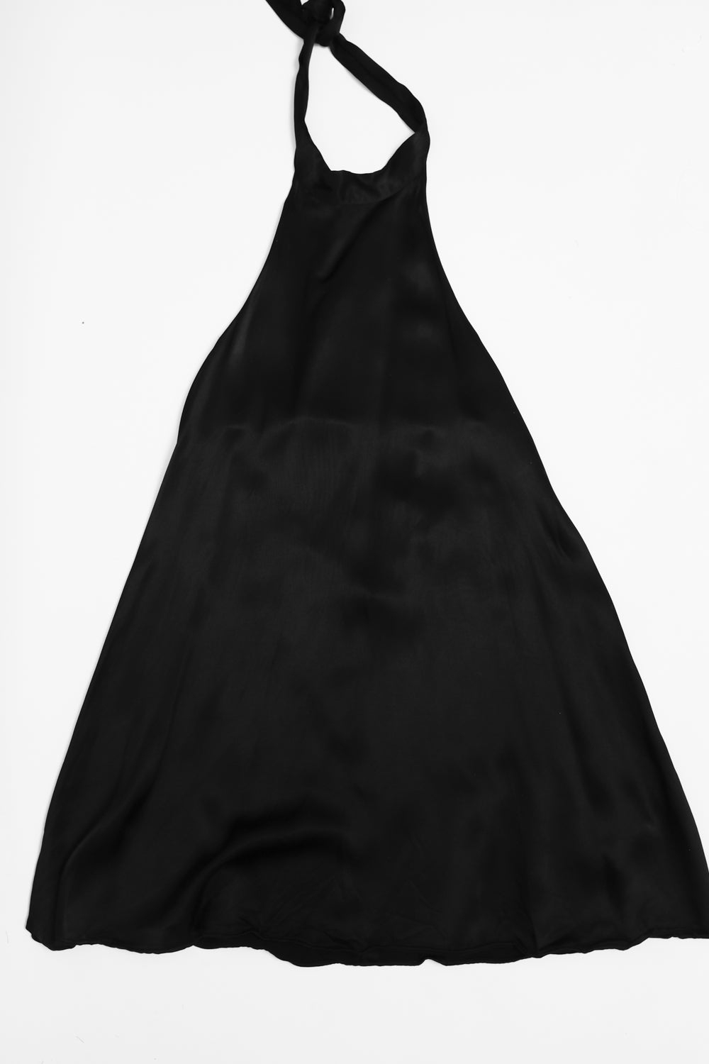 NECKHOLDER BLACK SATIN LONG TOP