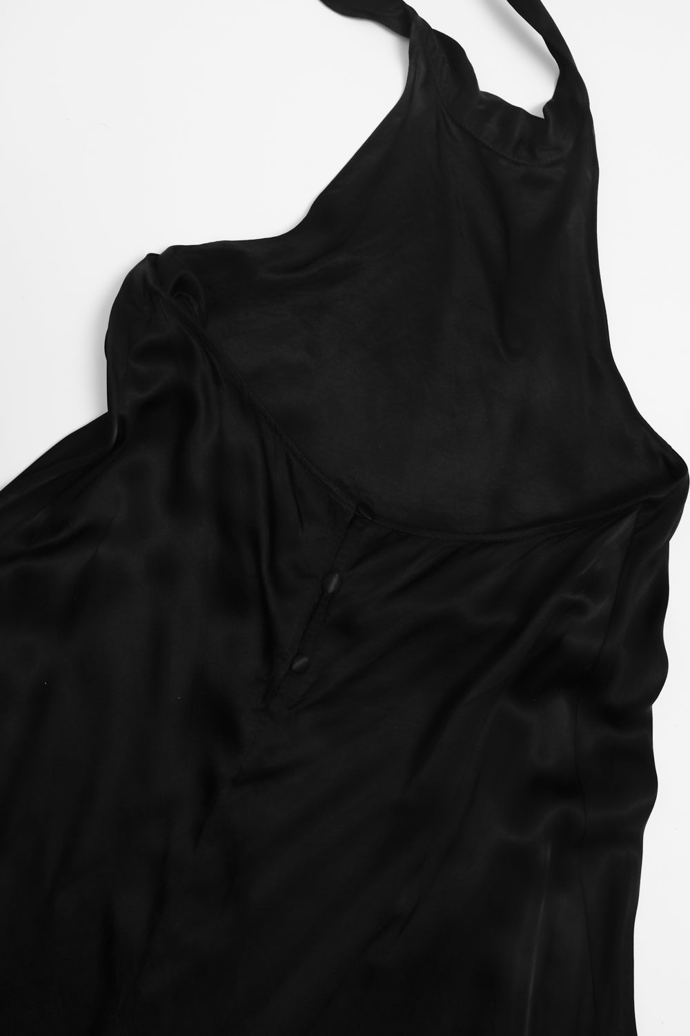 NECKHOLDER BLACK SATIN LONG TOP