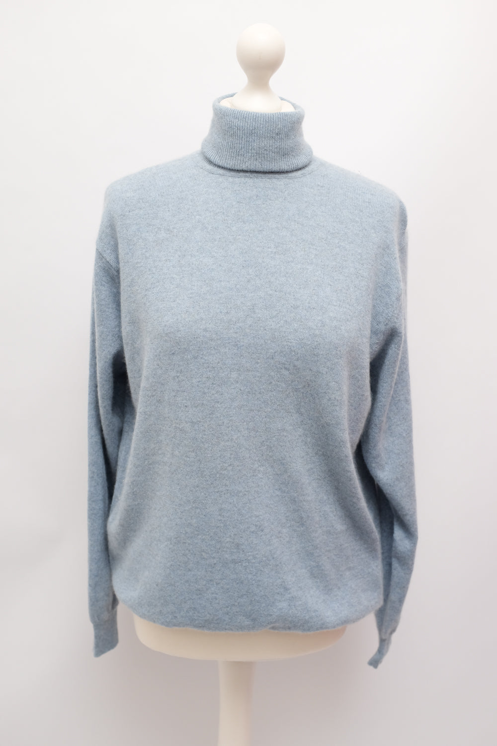 PURE CASHMERE TURTLE PALE BLUE SWEATER