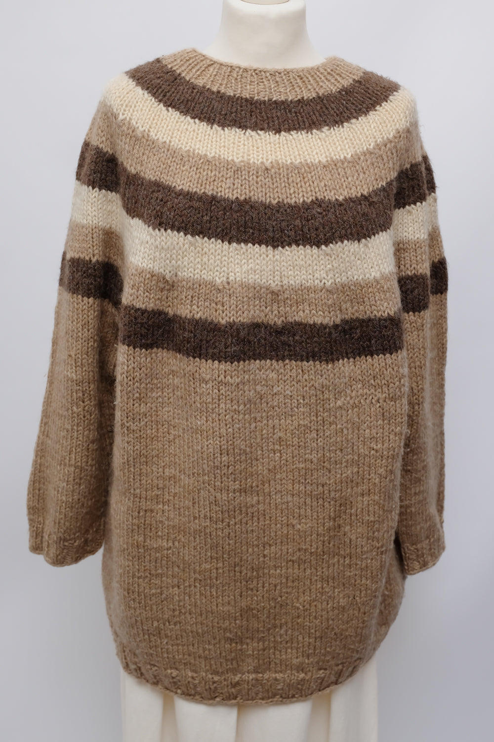 HANDKNIT NORWAY BROWN BEIGE OVERSIZE SWEATER