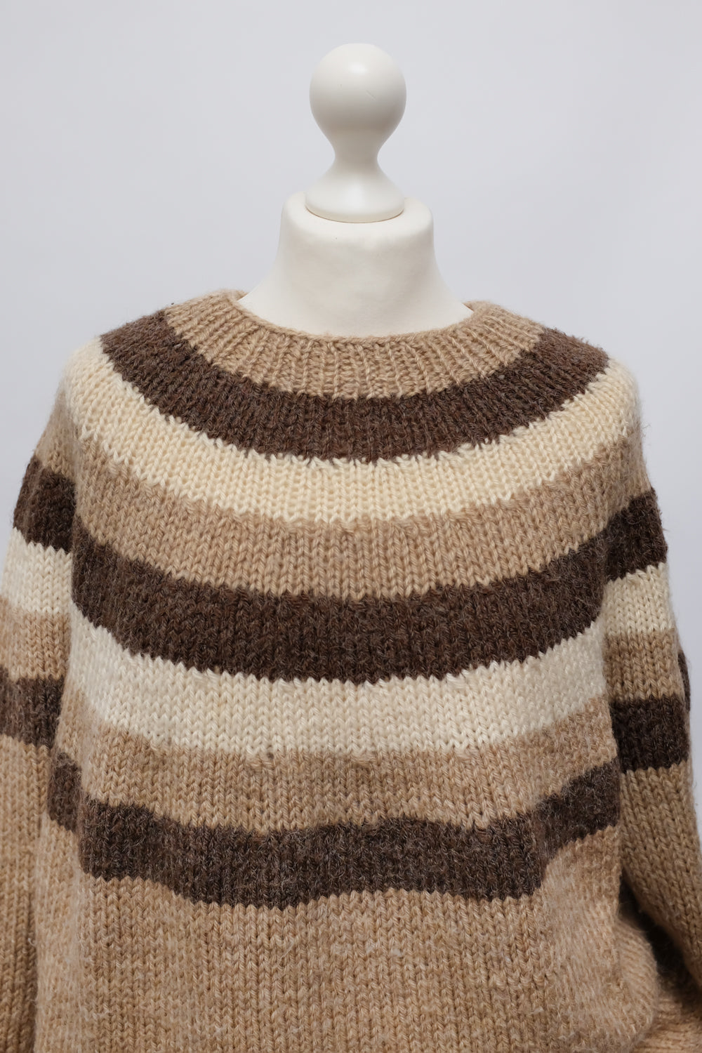 HANDKNIT NORWAY BROWN BEIGE OVERSIZE SWEATER