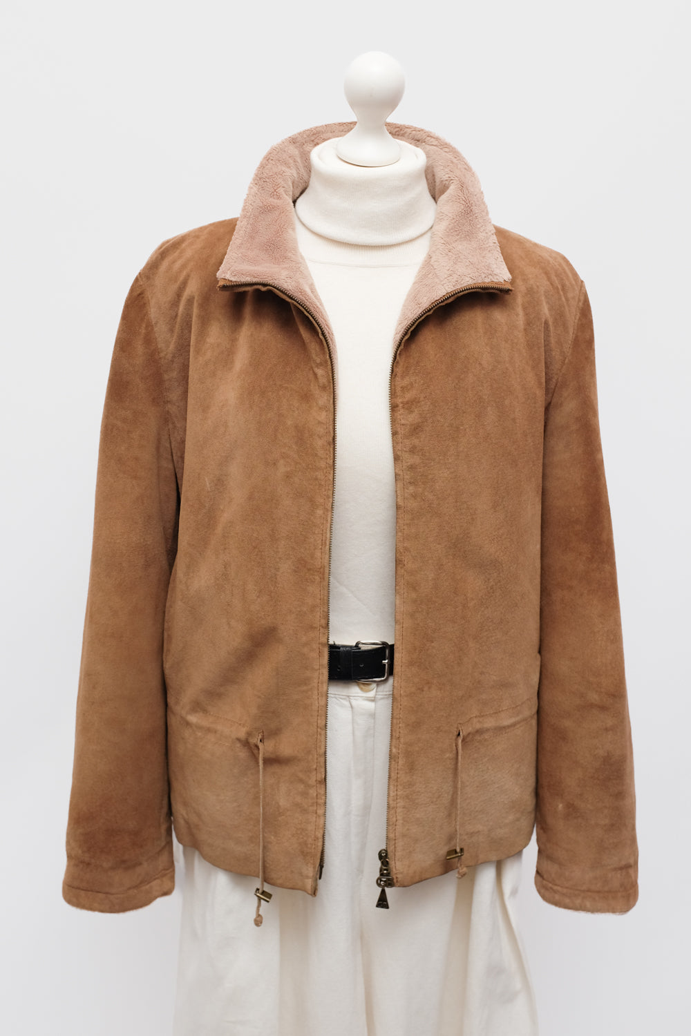 VINTAGE SUEDE COGNAC SHEARLING JACKET