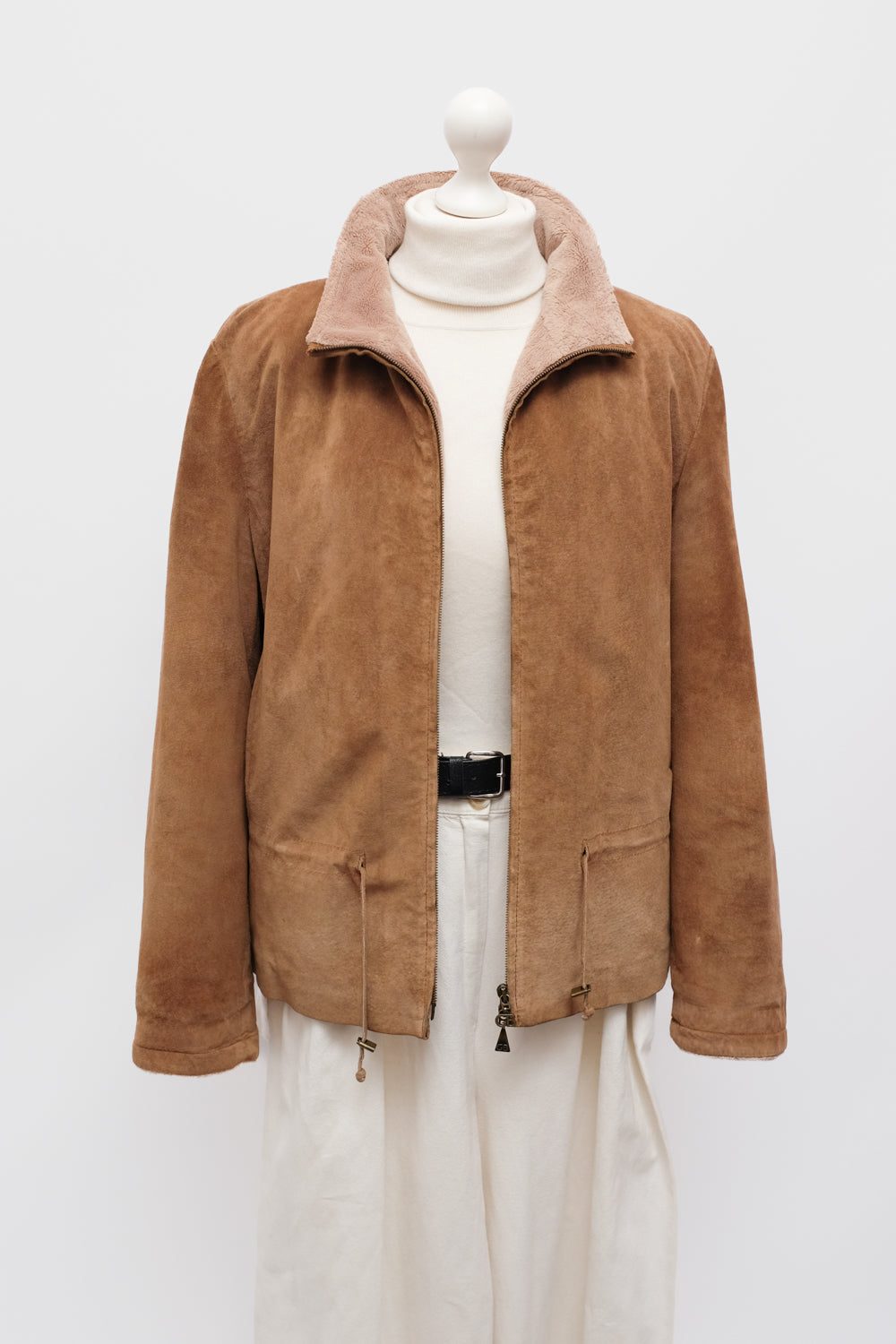 VINTAGE SUEDE COGNAC SHEARLING JACKET