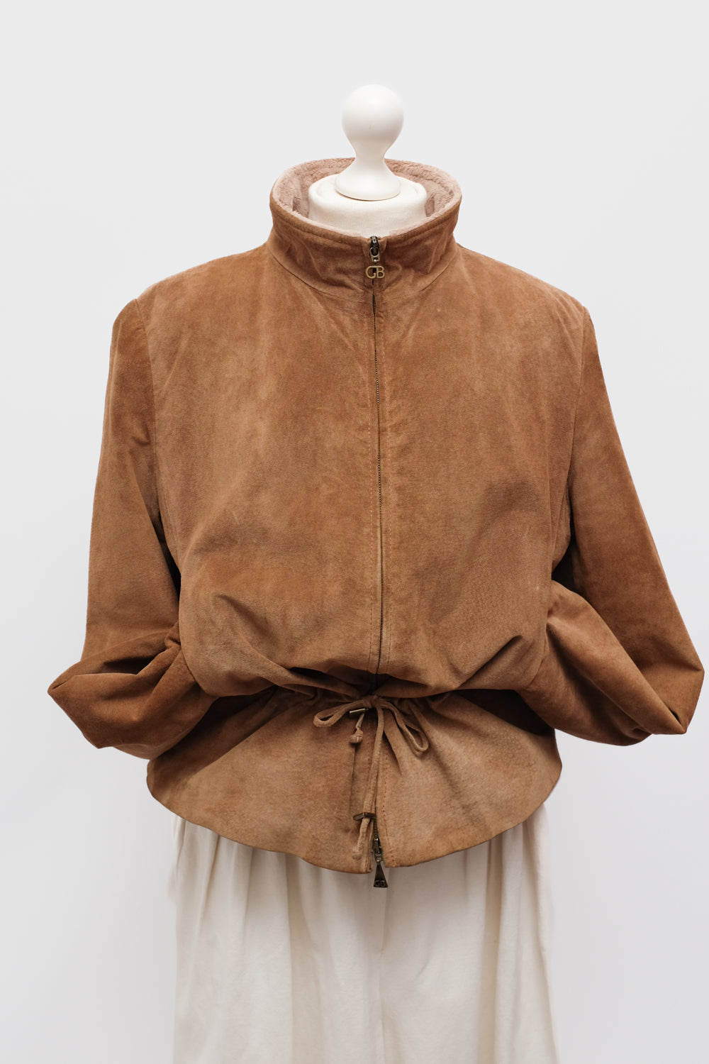 VINTAGE SUEDE COGNAC SHEARLING JACKET