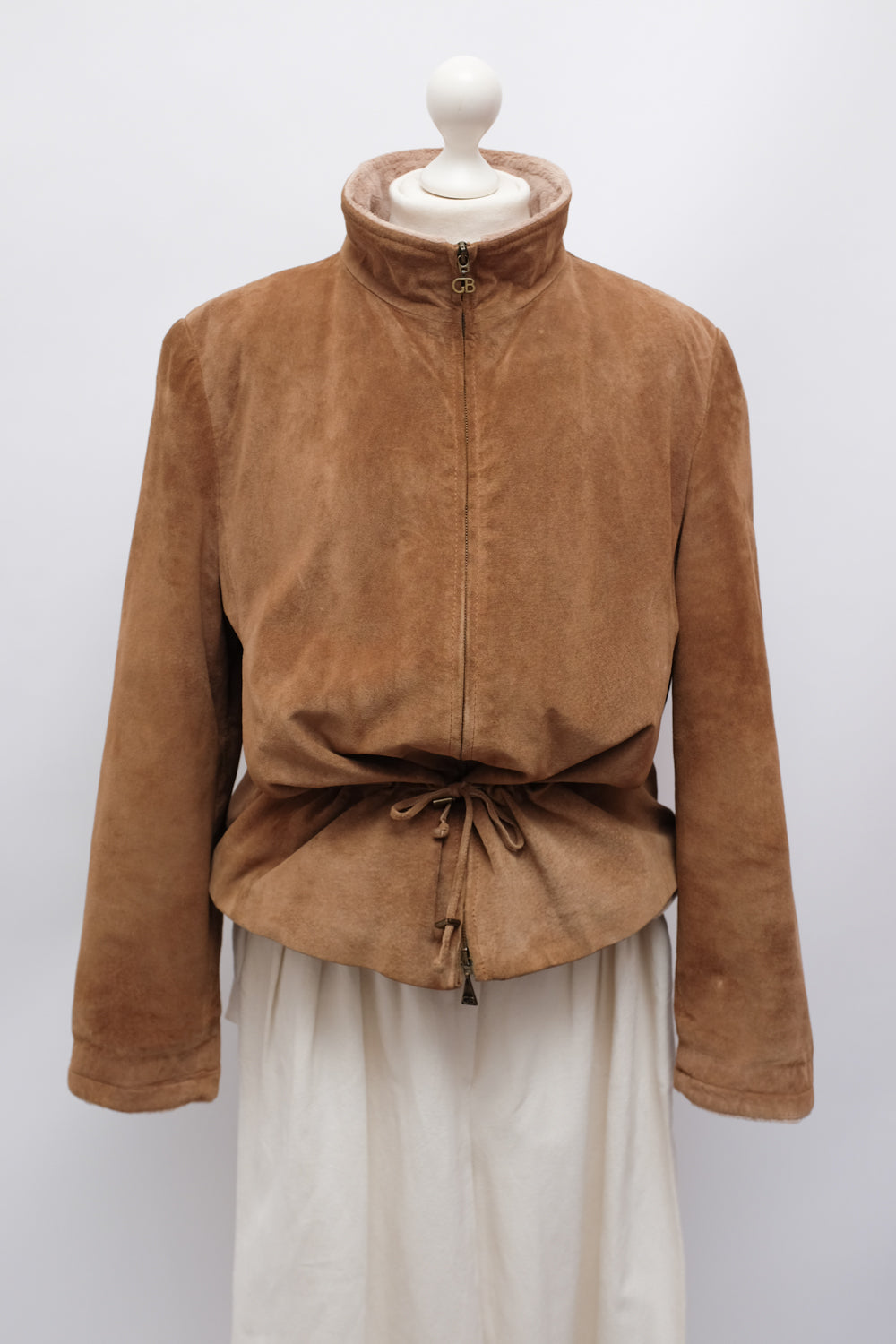 VINTAGE SUEDE COGNAC SHEARLING JACKET