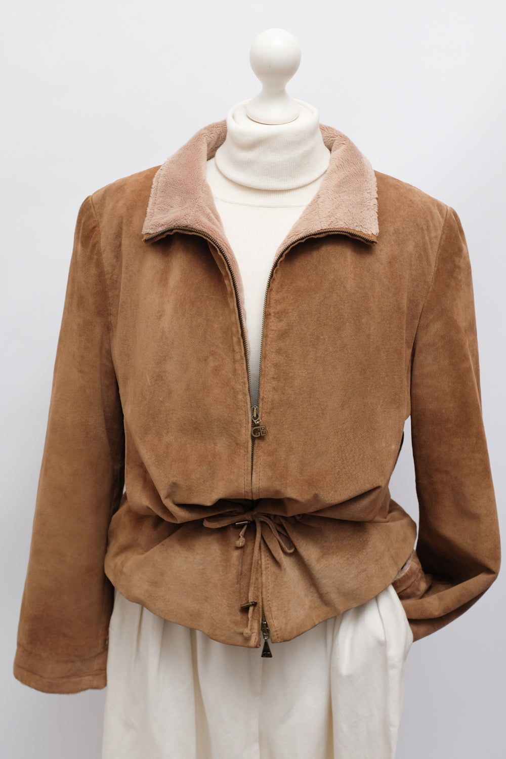 VINTAGE SUEDE COGNAC SHEARLING JACKET